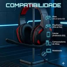 Headset Gamer KA-9008 RGB Compatível com PS4 PS5 Xbox Series e PC com Microfone