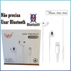 Fone De Ouvido Com Fio Lightning Para iPhone com Microfone e Controle – Som Estéreo Alta Qualidade