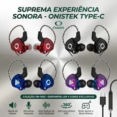 Fone De Ouvido USB-C Gamer Estéreo Com Microfone Grave Forte Para Celular ON-1002 Onistek