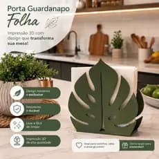 Porta Guardanapo Folha Costela de Adão – Suporte Decorativo Moderno para Mesa