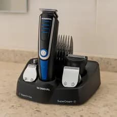 Barbeador Elétrico Maquina Barbear Aparelho Barba 3em1 Azul