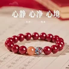 Pulseira de meditação de cinábrio de para mulheres, areia dourada roxa, lótus calmante, presente do ano d
