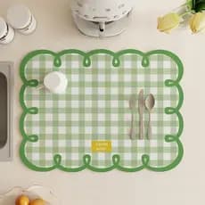Tapete de drenagem de cozinha de formato irregular, tapete de mesa anti-queimaduras e isolante térmico para uso doméstic