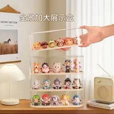 Expositor de armazenamento para figuras Pop Mart, gabinete de acrílico transparente à prova de poeira, ornamento de mesa