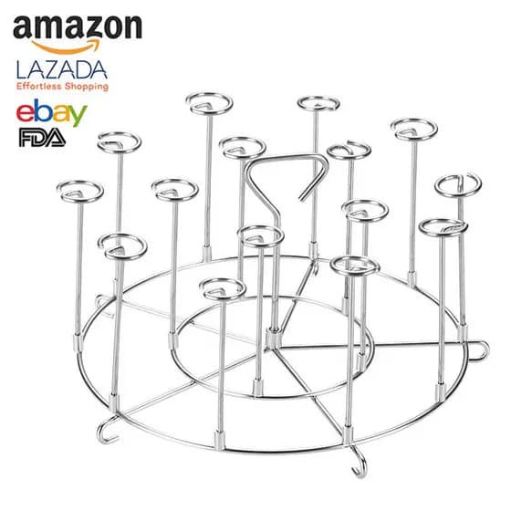 Acessórios para air fryer em aço inoxidável 304, suporte para espetos, rack de grelha vertical Ninja Foodi B58D