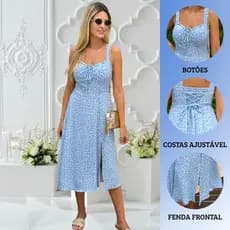 Vestido Midi Floral Feminino com Alça Estilo Casual Verão