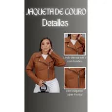 Jaqueta Couro Sintético Feminina com Zíper Inverno Casual Moderna