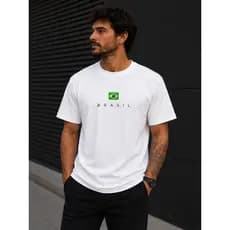 Camiseta Do Brasil Estampa Bandeira Unissex Casual Streetwear 100% Algodão Envio Rápido