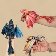 Modelo de Ornamento de Dragão Asa de Dragão com Penas de Archeopteryx Impresso em 3D