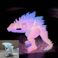 Figura de Godzilla Impressa em 3D Luminosa com Articulações Móveis, Figura Principal Brilhante Multicolorida