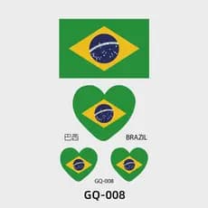 Adesivos de Tatuagem Temporária da Bandeira do Brasil para a Copa do Mundo 2026, Adesivos para o Rosto com Bandeira em F