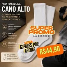Kit  Meias Adulto Masculinas Esportivas – Cano Alto, Poliester Premium (Kits com 5, 7, 10 e 12 pares)