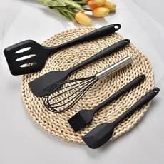 Kit 5 Peças Utensílios de Cozinha Silicone Colher Espátula Fue Espátula Pequena Pincel