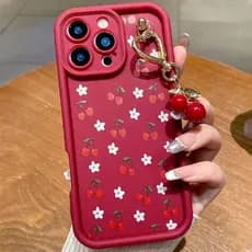 Capa De Telefone De Silicone Com Padrão De Cereja Vermelha Para iPhone 17 16 15 14 13 12 11 Pro Max 16E XS 7 8 Plus Corr