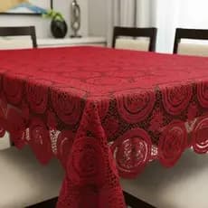 Toalha De Mesa De Renda 6 Cadeiras Desenho 150 x 230cm 100% Poliéster
