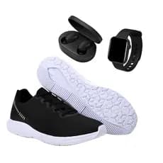 Tênis Running Treino Caminhada Confortável + Fone + Relógio