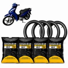 Kit com 4 Camara De Ar Para Pneu De Moto Honda Biz Dianteiro 2.50-17 Rotta
