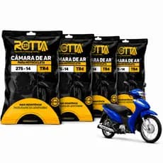 Kit com 4 Camara De Ar Para Pneu De Moto Honda Biz Traseiro 2.75-14 Rotta