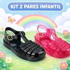 Kit 2 Pares Sandália Infantil Baby Menina Brilhosa Confort - REF 04