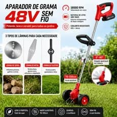 Cortador de grama portátil sem fio doméstico | Kit 48V | Acompanha duas baterias