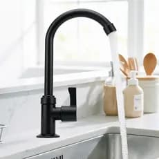 Torneira simples de cano curvo pequeno para cozinha e banheiro | Fácil de instalar e portátil | Apenas água fria