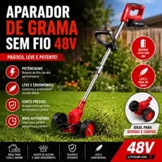 Cortador de grama doméstico multifuncional | Bateria dupla 48V | Conjunto de cortador de grama