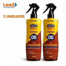 Kit 2 unidades Óleo Bronzeador Solar Gold Nutriex 120 ml – bronzeado intenso, hidratação profunda - Envio Imediato