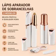 Caneta Depiladora Sobrancelha + Depilador de Rosto Buço Facial Indolor Batom Portátil
