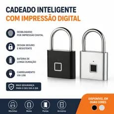 Cadeado Inteligente Digital Com Impressão Digital Bateria Grande USB Recarregável Múltiplas Digitais
