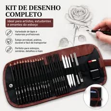 Kit 28 Peças Lápis Grafite Carvão Apagável Desenho Profissional Material Arte S751