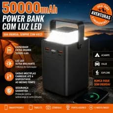 Power Bank 50000mAh Lanterna LED Recarga Portátil Impermeável Para Acampamento Pesca Sobre Vivência