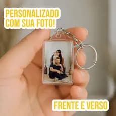 Chaveiro Personalizado com Sua Foto Frente e Verso Frase Desenho Música Data Calendário