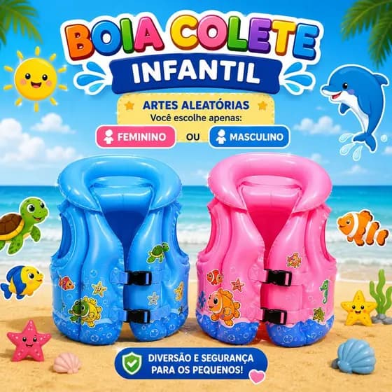 Boia Colete Infantil Flutuador Inflável para Piscina Premium