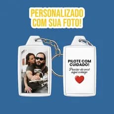 Chaveiro Acrílico Personalizado Pilote com Cuidado Presente para Namorados e Casais