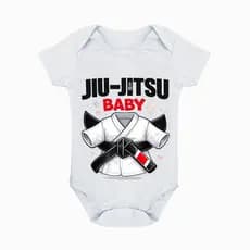 Body Bebê Jiu-Jitsu Baby Branco Manga Curta Algodão Presente Chá de Bebê Personalizado Infantil