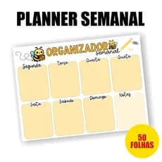 Planner semanal de Mesa 2026 - Blocado com 50 Folhas Destacáveis Anotações Abelha Organização