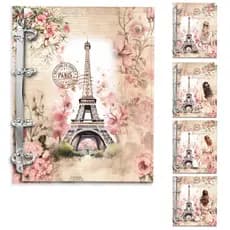 Fichário Personalizado Colegial Caderno Argolado Reposicionável  80 folhas 90g Coleção Torre Eiffel Paris