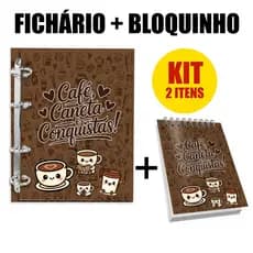 KIT FICHÁRIO + BLOQUINHO: CADERNO ARGOLADO COLEGIAL REPOSICIONÁVEL 80 folhas Miolo 90g Bloquinho 10x15