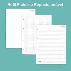 Refil Fichário Reposicionável - Caderno Argolado Colegial, Refil fichário Colegial