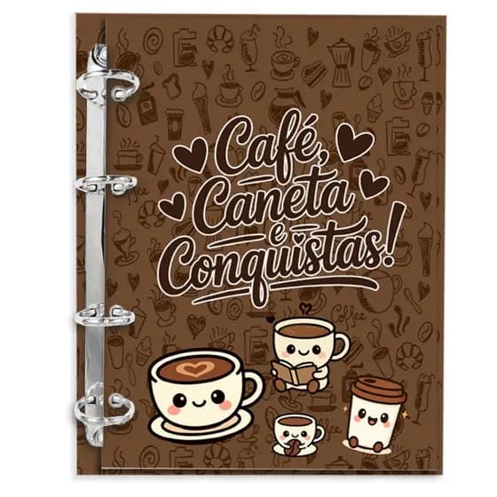 Fichário Personalizado Caderno Argolado Reposicionável Colegial 80 folhas Miolo 90g (paut/quad/pont)