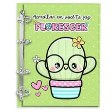 Fichário 80 folhas Personalizado Caderno Argolado Inteligente Colegial Miolo 90g pautado/quad/pontil