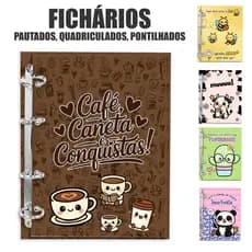 Fichário Personalizado Caderno Argolado Reposicionável – Colegial 80 folhas | Miolo 90g (pautado/quad/pontilhado)