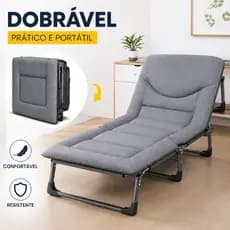 Cama Dobrável Escritório 4 Ajustes Inclinação Colchão Confortável Portátil Descanso ZY01