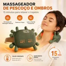 Massageador Cervical 4D Elétrico com Aquecimento para Pescoço e Ombros Recarregável Portátil