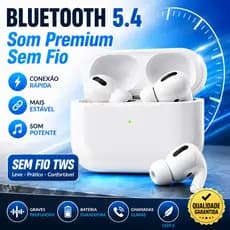 Fone Bluetooth 5.4 TWS Sem Fio Com Estojo Grave Potente Microfone Esporte e Chamadas
