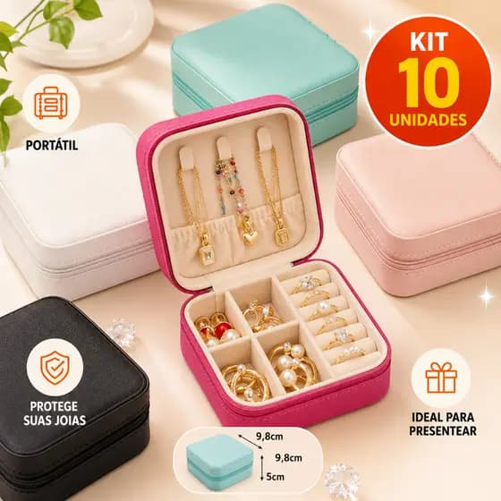 5PCS / 10PCS Porta Joias de Viagem com Zíper Caixa Organizadora para Anéis Brincos e Colares
