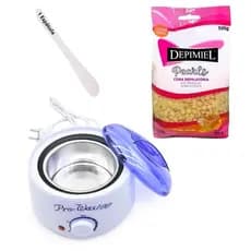 Kit Para Depilação Panela Aquecedora Cera Quente Depimiel 500g + Espátula