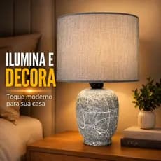 Abajur De Mesa Luminária De Mesa Abajur Para Quarto Decorativo Para Cabeceira Cinza