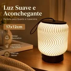 Luminária de Mesa Luz Noturna Abajur Decorativo Luminária Portátil com Alça 17x12cm