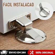 Prendedor Trava de Porta Magnético Slim Inox Cromado Atração magnética forte
